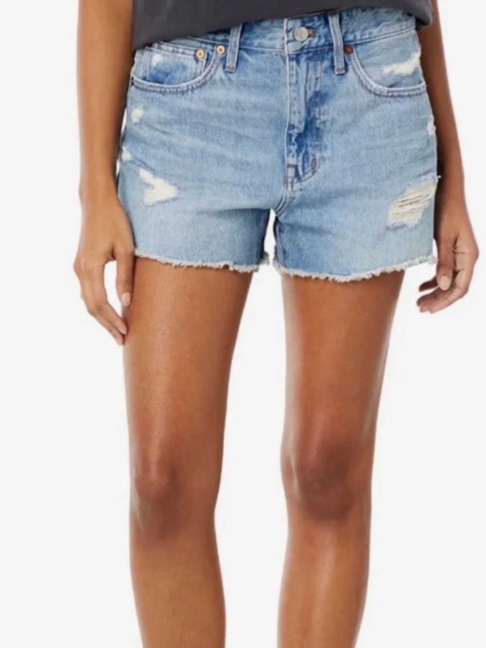 Madewell relaxed, denim shorts light blue wash ripped styling size 29